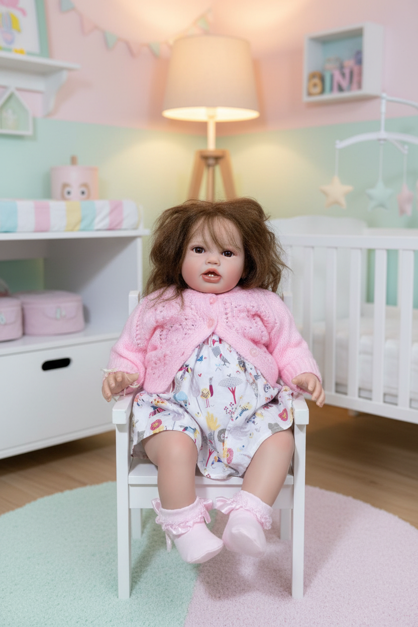 Amanda in a child's chair