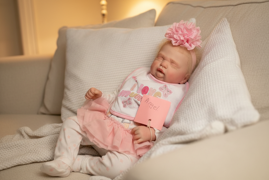 Angel asleep on a sofa