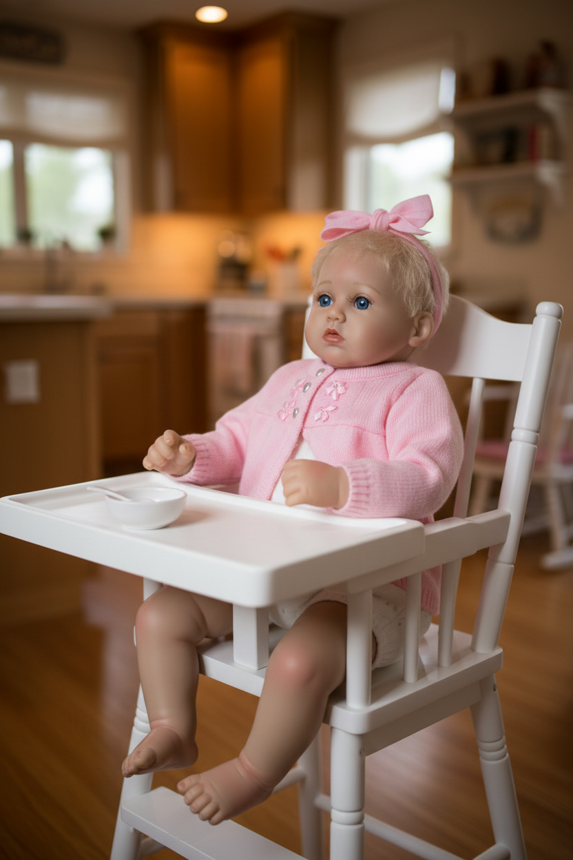 Annika in a high chair