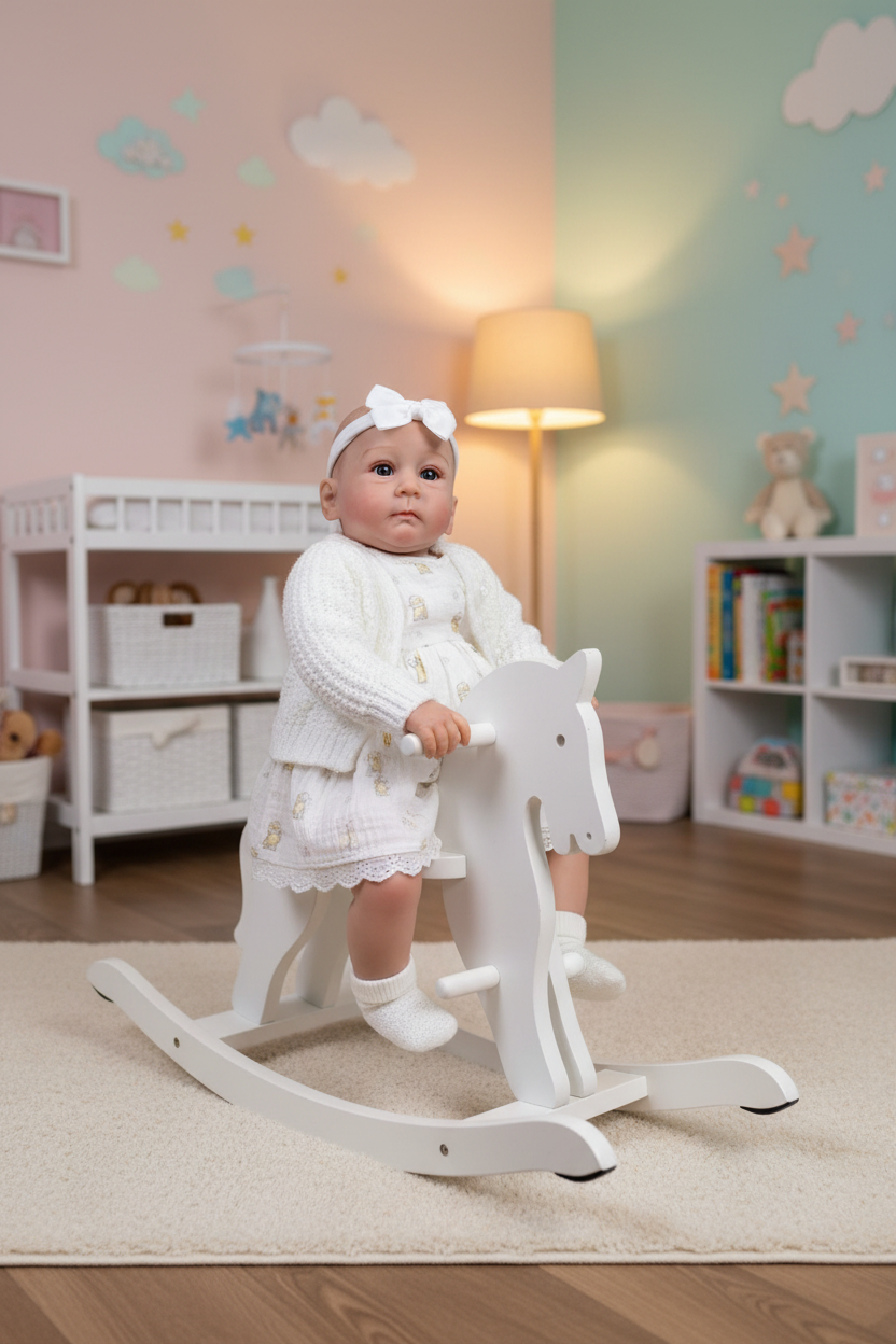 April on a rocking horse