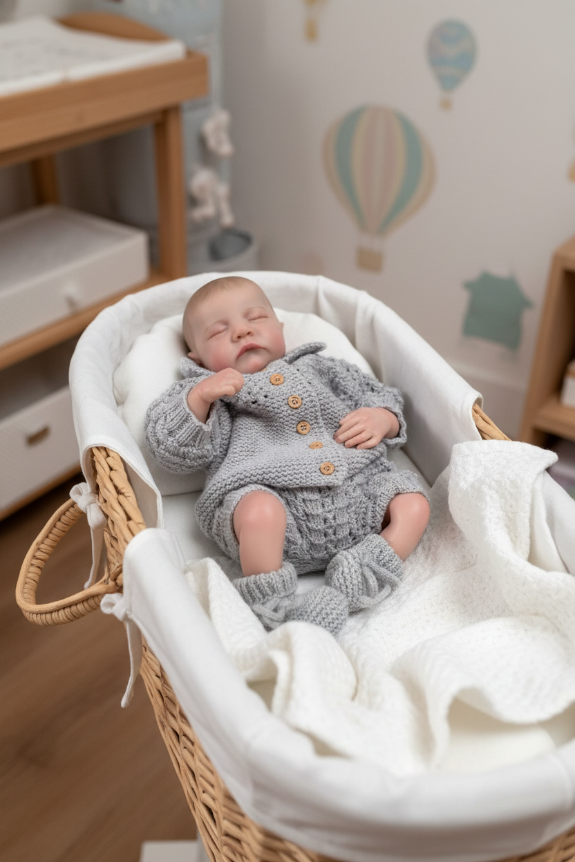 Baby in a Moses basket