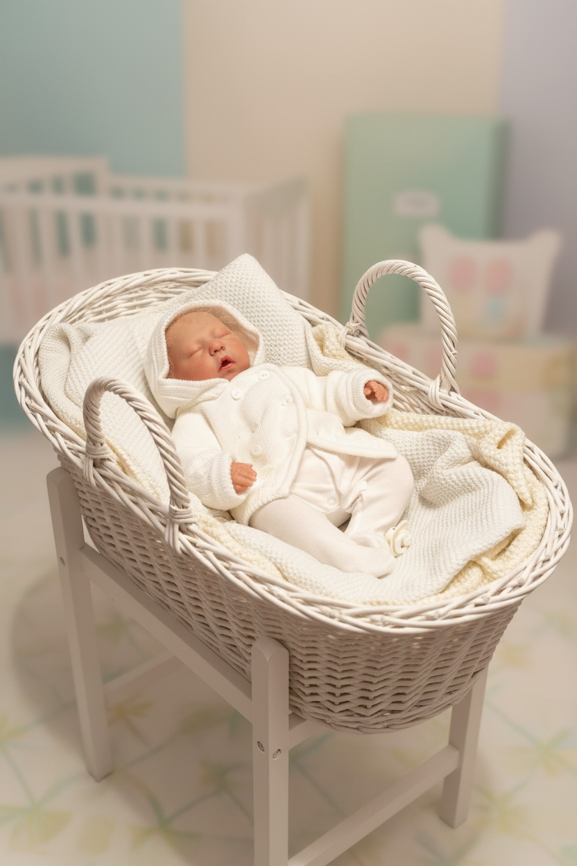Ben in Moses basket