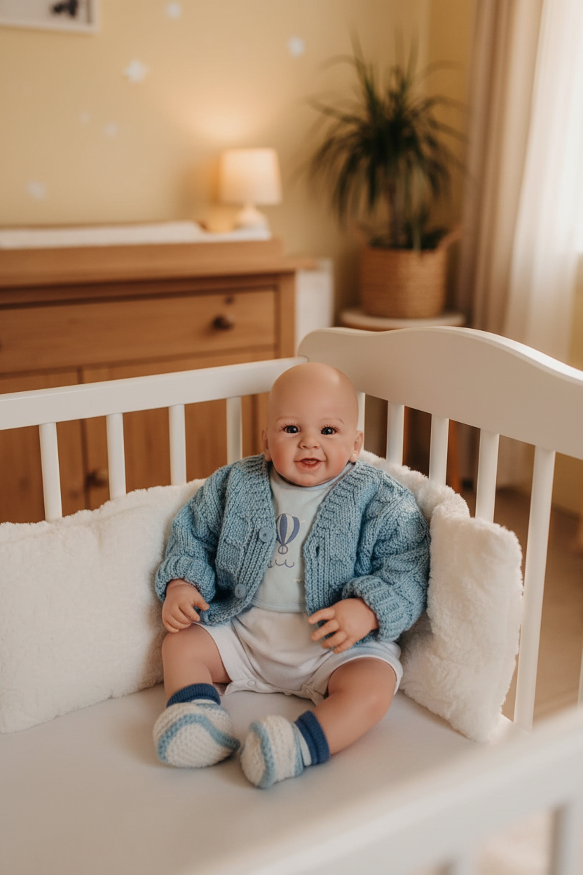 Carl in a cot