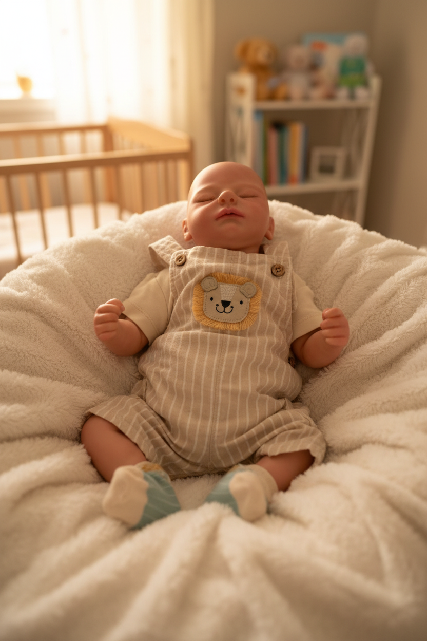 Carter asleep on soft blankets