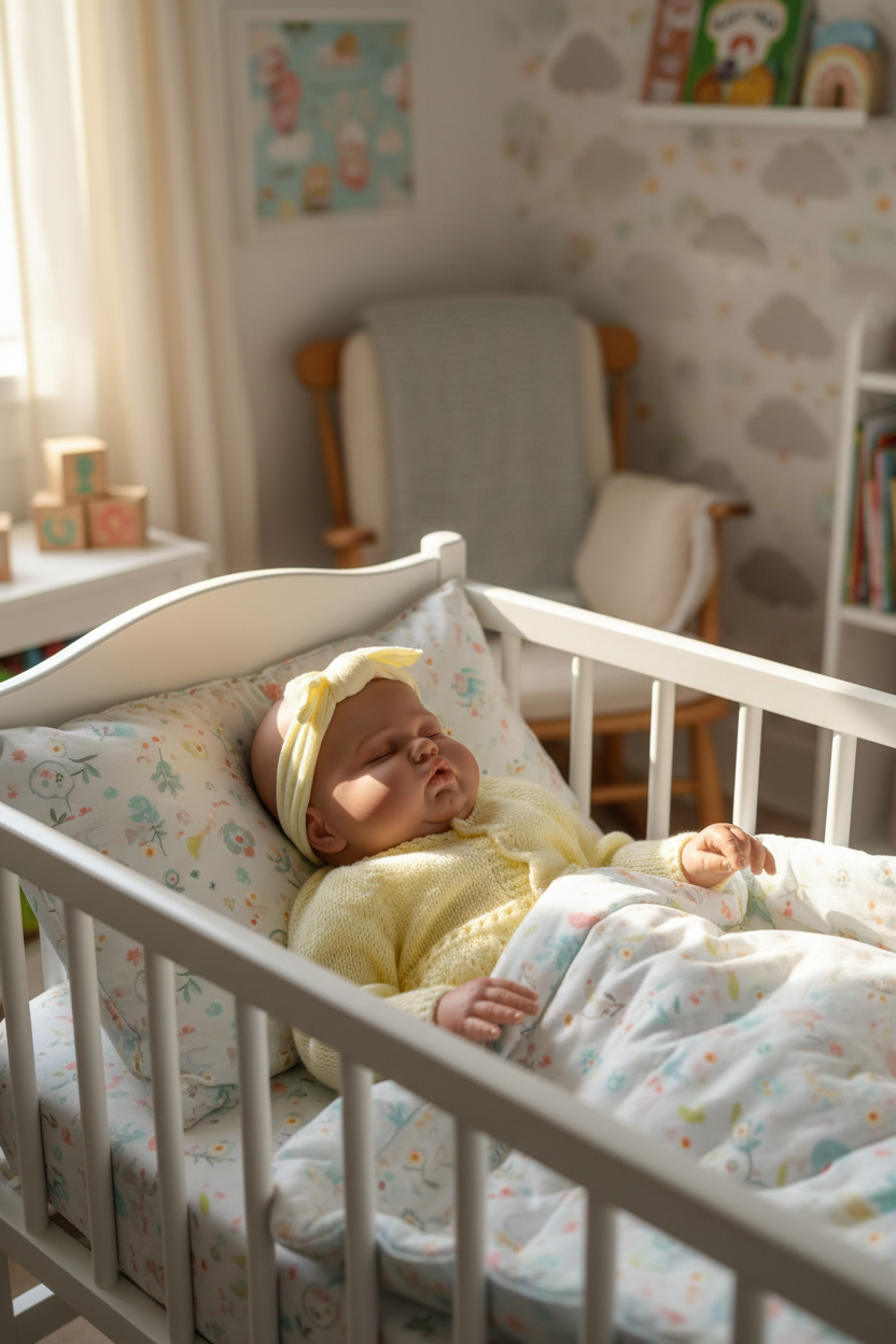Mandy Asleep in Her Cot