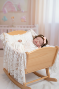 Reborn Baby Doll Asleep in Rocking Cradle