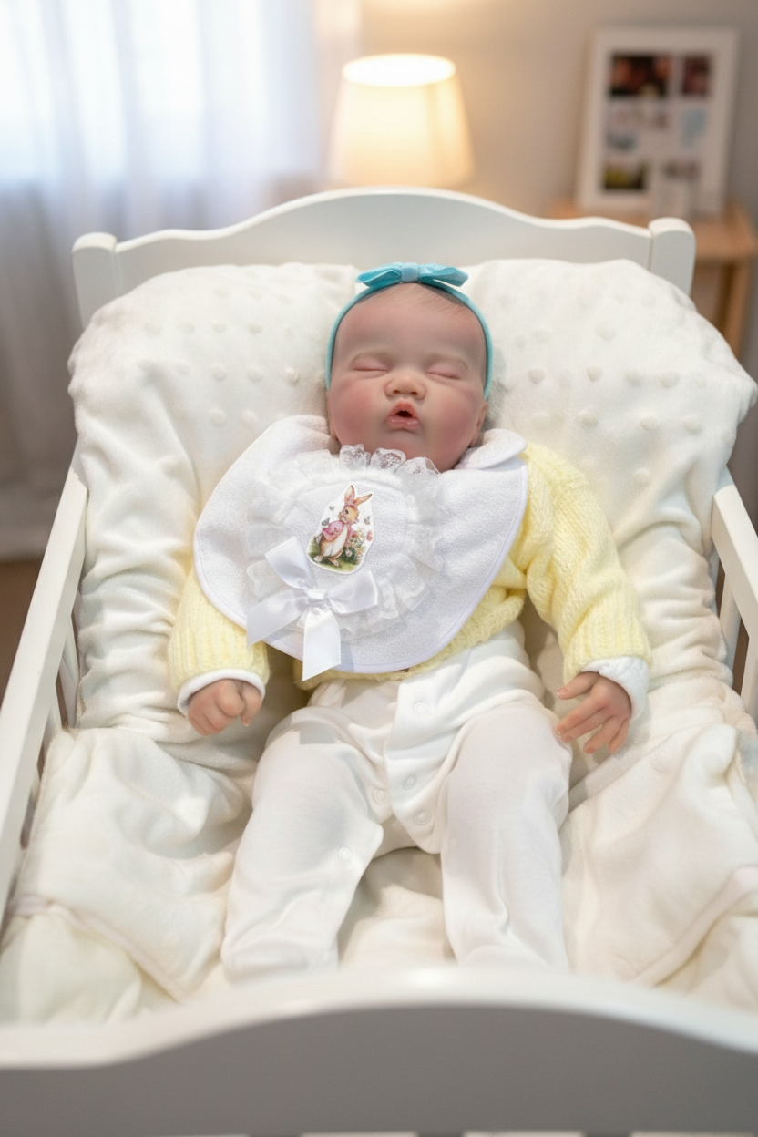 Reborn Doll Asleep in Cot