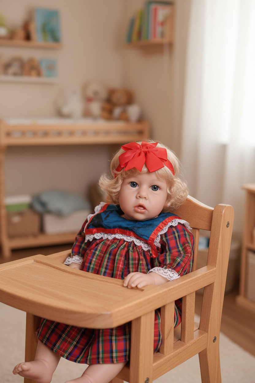 Reborn doll in high chair