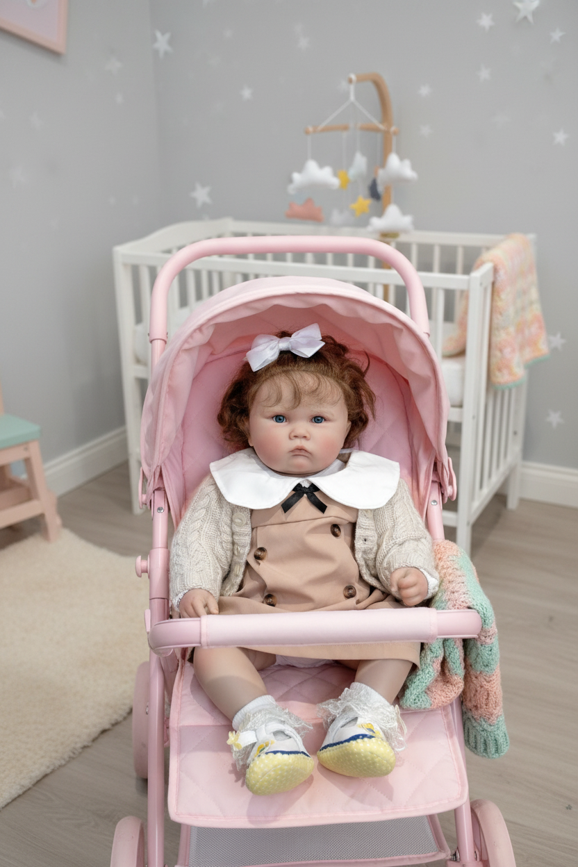Reborn doll in pushchair
