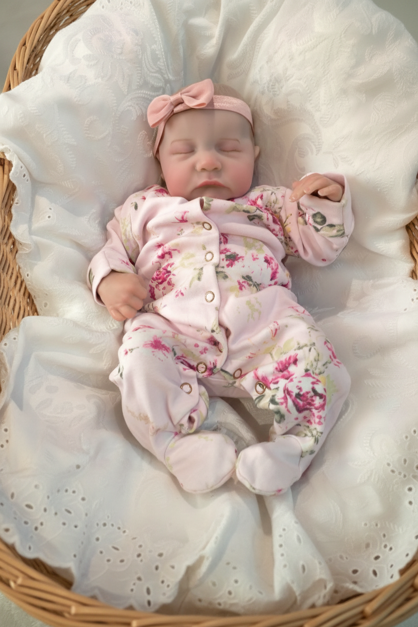 Tori Asleep in Moses Basket